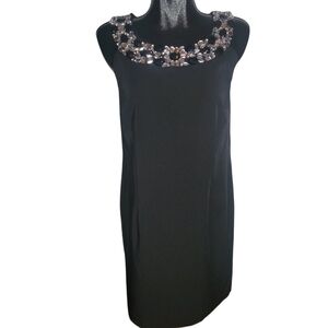 Jessica Black Halter Shift Dress with Gem Neckline 14